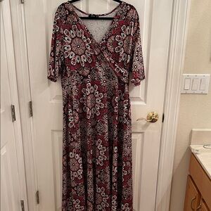 NWOT Chic Floral Maxi Dress in Red and Black
